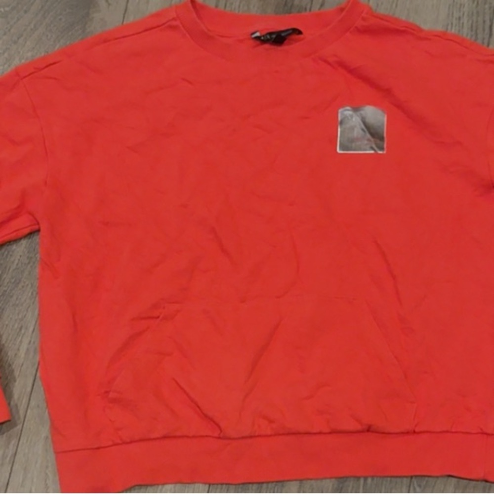 Armani Exchange Red Long Sleeve Top with Geometric Logo